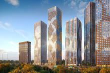 В новостройке на западе Москве монтируют рекордно большие фасадные модули 